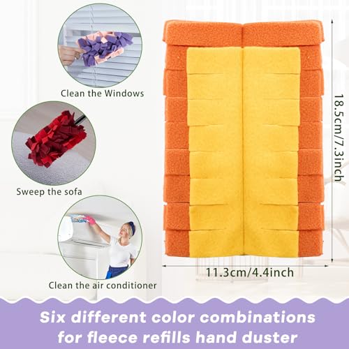 Image of Zubebe 12 Pcs Reusable Duster Refills Fleece,Colorful | Soft Polyester Fiber Flat Duster Refill Multi Surface Washable Cleaning Pad Tools for Home, Blinds, Car, Pet, Furniture, Fans