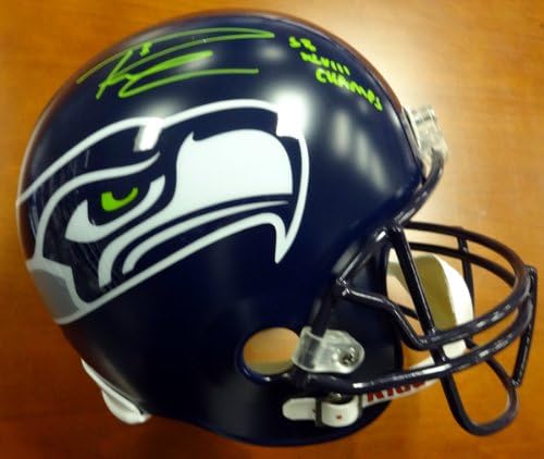 Russell Wilson Autographed Seahawks Full Size Helmet"SB XLVIII Champs" In Green RW Holo Stock #72372