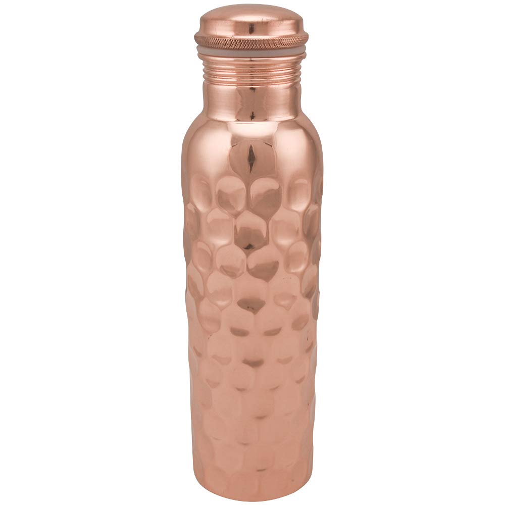 Taluka 34 OZ/1000 ML Pure Copper Hammered Water Bottle With Copper Straw Leak Proof Design Vessel For Drinking Ayurveda Health Benefits Pitcher For Sport Fitness Yoga