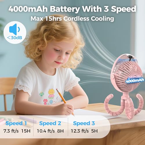 Image of 2026 Upgraded Misting Baby Stroller Fan Rechargeable, Flexible Tripod Clip for Car Seat Crib, Baby Shower Gifts & Baby Registry Search, Newborn Essentials for Beach Travel, Disney Summer Essentials