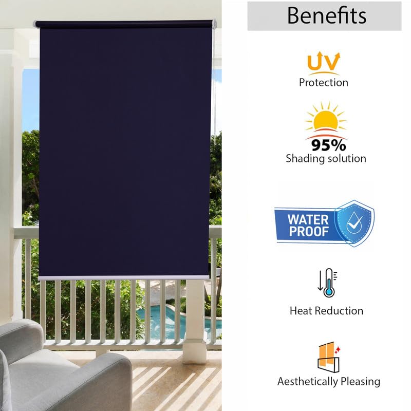 Image of Roller Blinds 300 GSM Polyester Fabric Waterproof & Sun Blockage Corded Roll Up and Down Blinds Curtains for Window, Door, Balcony (Purple Color 3 X 10 Feet, Pack of 1 Piece)