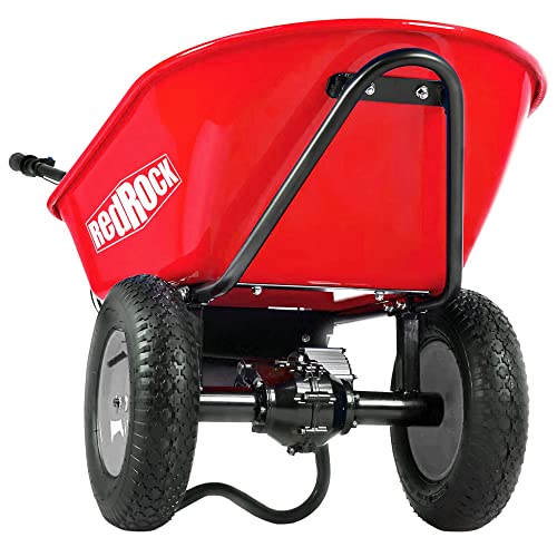 Electric Wheelbarrow, 24V DC 180W AGM Battery 330lbs (150kgs) Max Capacity Barrel Dump Material Debris Hauler Red