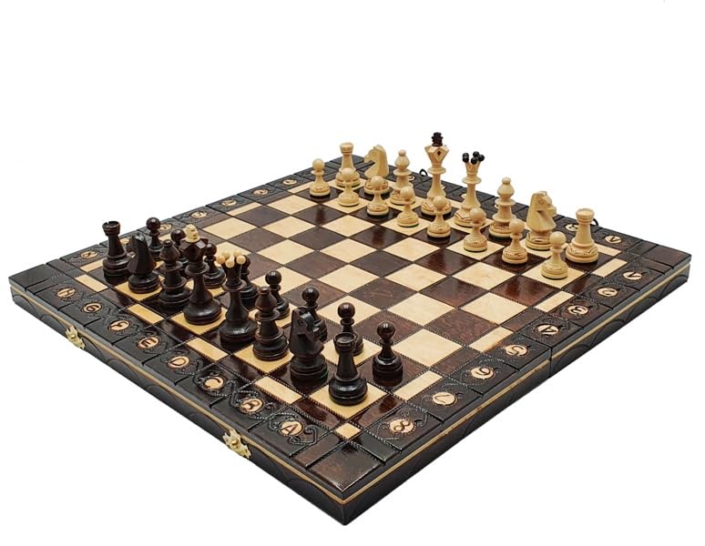 Jeu d'échecs en bois Sénateur Bronze aux finitions artisanales 40 cm
