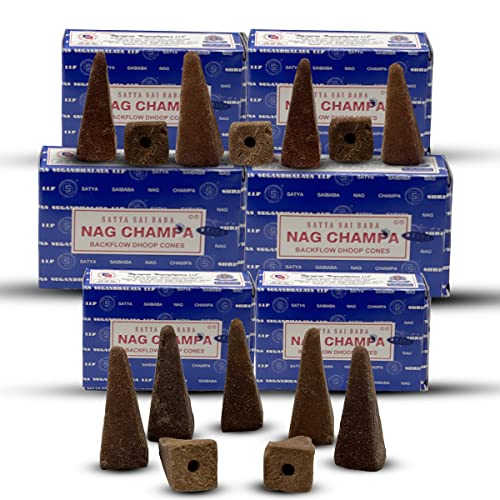 Nag-Champa-Backflow-Incense-Cones-for-Waterfall-Aromatic-Smoke-Fountain-Haze-Falls-and-Mat-Bundle-Pack-of-6