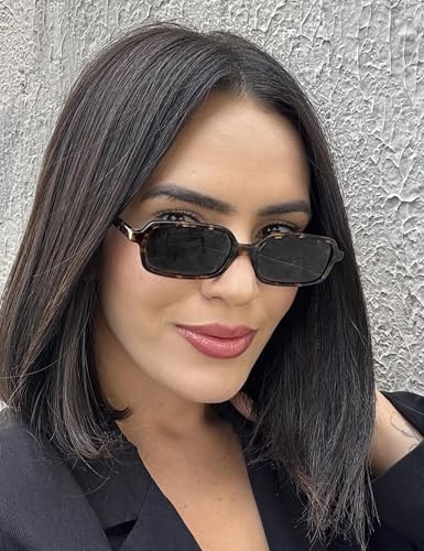 Slocyclub Square Sunglasses for Women Men Retro Rectangular Sun Glasses, Trendy Sunnies Vintage Sun Shades4