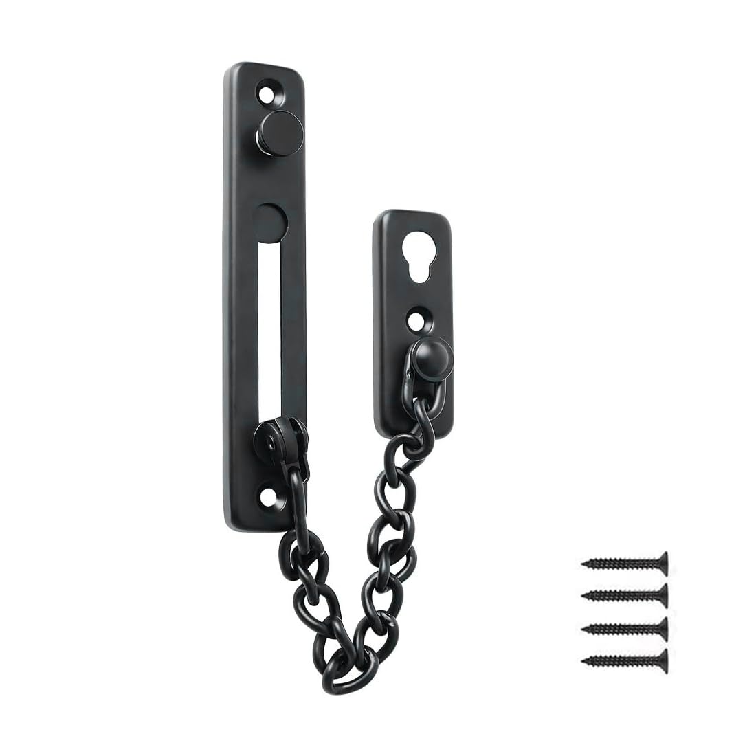 Cadena Puerta - 1 pcs Cadena Seguridad Puerta,Cerradura Puerta Interior Cadena Seguridad Puerta Negro Acero Inoxidable con Tornillos para Puerta Interior y Seguridad del Hogar