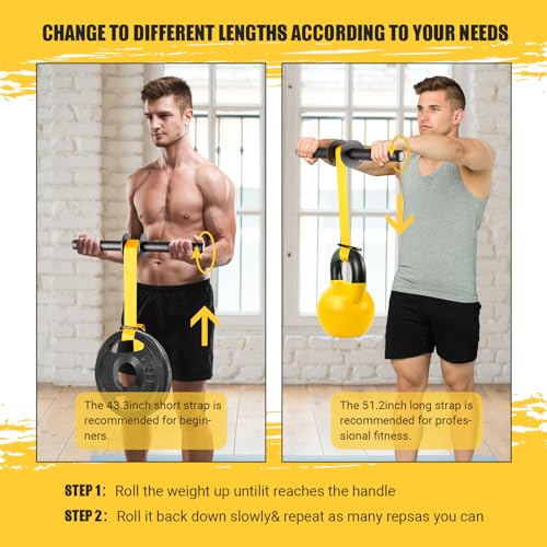 Forearm Strengthener and Wrist Roller, 43.3 in Or 51.2 in Ultra-Strong Nylon Webbing Wrist & Forearm Blaster with Quick Locking Mechanism, Durable Anti-Slip Grip Handles for Forearm Strength Training - Image 4