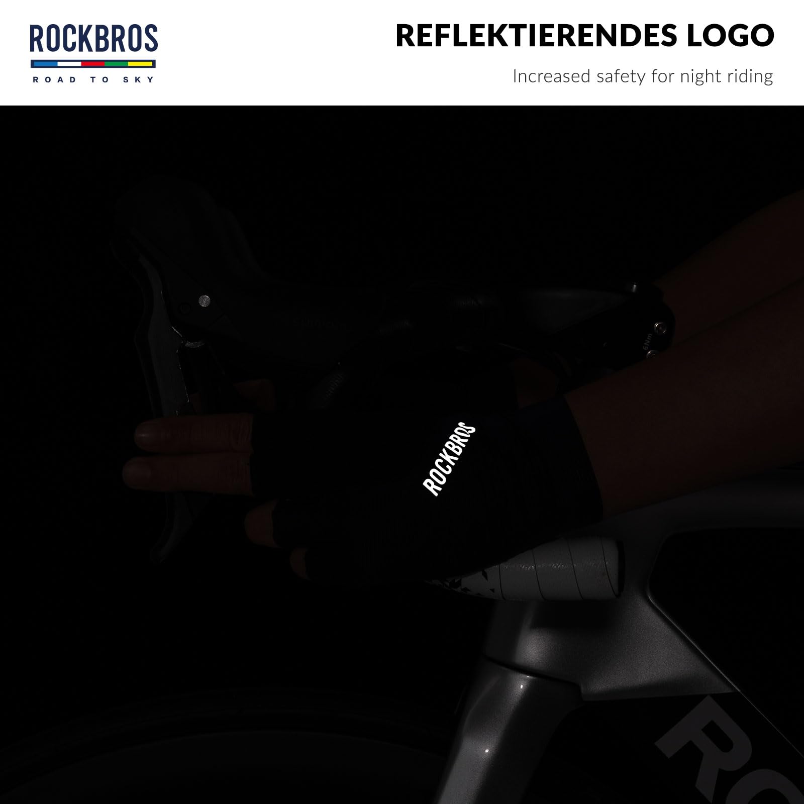ROCKBROS Road to Sky Gants Cyclisme Homme Femme Demi-Doigts Gants VTT Respirant Antidérapant Réfléchissant Mince Printemps été Gants Court Scooter Vélo électrique Pliable Route Course Sport