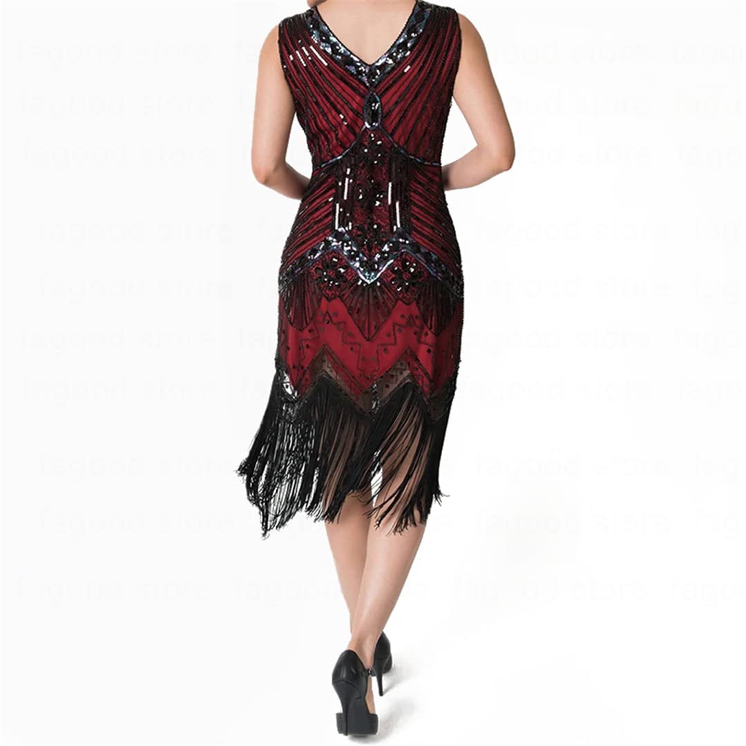 Vestido de fiesta de noche de los años 20, vestido de lentejuelas con borlas, vestido de fiesta temática, vestido de graduación, vestido Art Deco
