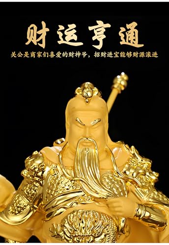 Estatua dorada Guan Gong 38 cm resina miniatura 2
