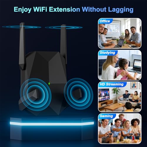 Image of WiFi Extender, 2026 20X Fastest WiFi 6 Booster AX3000 (5.8 /2.4GHz) 18,999 sq.ft Long Range and 150+ Devices, WiFi Extender Signal Booster with Ethernet Port(Black)