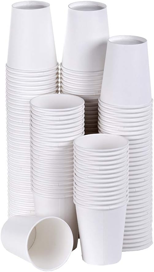 TashiBox Coffee Disposable Hot Paper Cups, 150 Count (Pack of 1), White