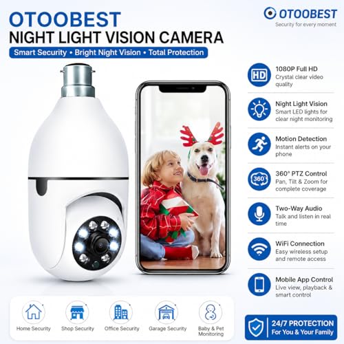 Image of Smart Wi-Fi CCTV Camera | 360 PTZ | 20M Color Night Vision | Human Motion Detection | Auto Tracking | Two-Way Audio | App Control | Supports 128GB SD Card | Bulb-Camera