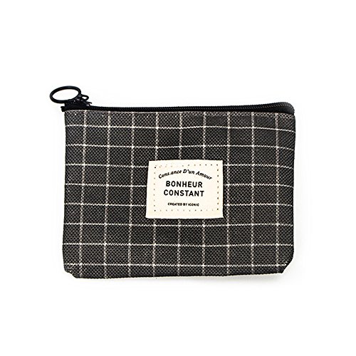 Preisvergleich Produktbild Haodou Baumwollstoff Geldbörse mini Geldbeutel Einfach Platz Reißverschluss Münzbörse Münzbeutel Portemonnaie Damen Madchen 12.5 * 9.3cm (grau)