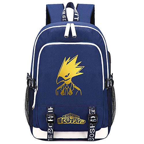 Preisvergleich Produktbild My Hero Academia Anime Rucksack Backpack Schüler Schultasche Laptop Rucksäcke Freizeittasche mit USB Casual Daypack für Reiserucksack Jungen Teenager,Blue 26,12×6×17inch