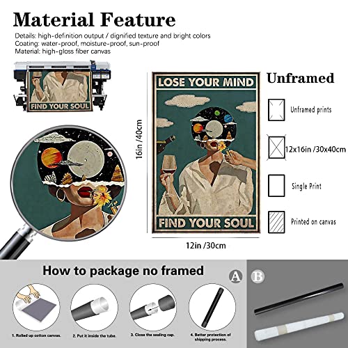 Yuzhongart Vintage Lose Your Mind Find Your Soul Poster Mental Health Inspirational Quote Canvas Wall Art Aesthetic Posters Music Girl Print Painting Abstract Wall Decor For Bed Room Bathroom 12X16In Unframed thumb #6