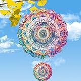 Rngmsi Mandala Wind Spinner, Metal Kinetic Art Wind Spinner Gift for Christmas,...
