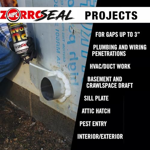 Image of AIPL Zorroseal ZS-750-FR Multipurpose Expandable PU Foam Insulation Sealant Spray For Window Tile Door & AC Gaps - 800 Gram - Fire Rated Polyurethane PU Foam Sealant - 1 PC 1 Bottle