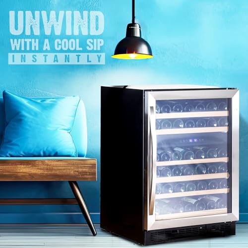 Image of ROCKWELL 51 Bottle Wine Cooler, 155L Freestanding Refrigerator, Digital Temperature Control Fridge for Red, White, Champagne, or Sparkling Bottle (RWND51)