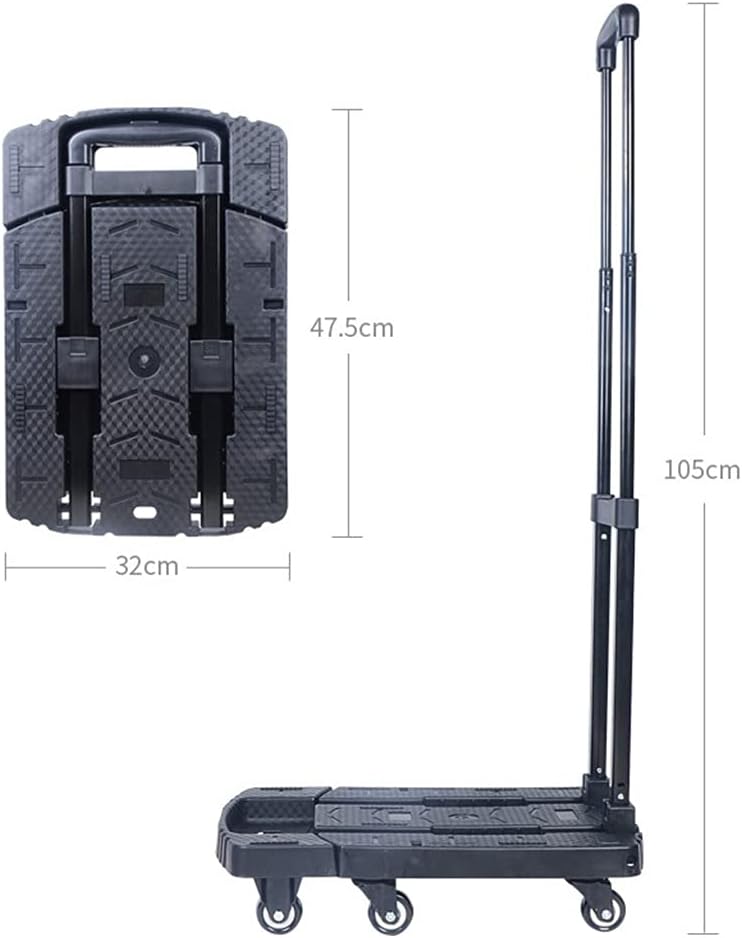 JSEIAJB 440lbs 360 Rotate Wheel Car Folding Luggage Cart Hand Truck for Car Travel Accessory Adjustable Chassis