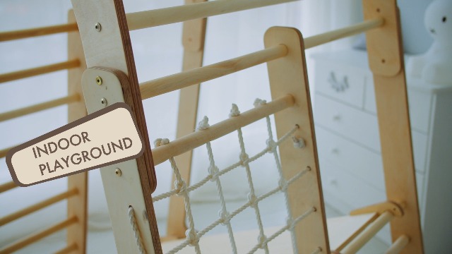 Freelawn Klettergerüst Indoor 9-in-1 - Montessori Spielplatz Mit Rutsche Und Netz