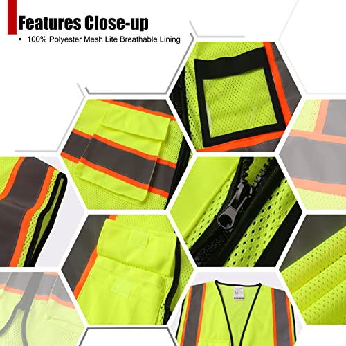 Reflective Safety Vest for Men Women Hi Vis Vest with 8 Pockets High Visibility Mesh Reflective Vest Meets ANSI/ISEA Standards (Yellow-07, Large) - Image 5