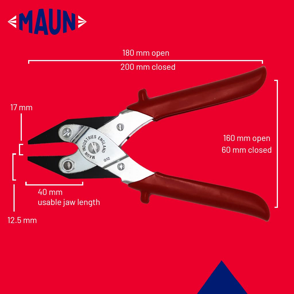 Maun 4866-200 równoległe działanie płaski nos szczypce z uchwytami PCW, czerwony/srebrny/czarny, 200 mm