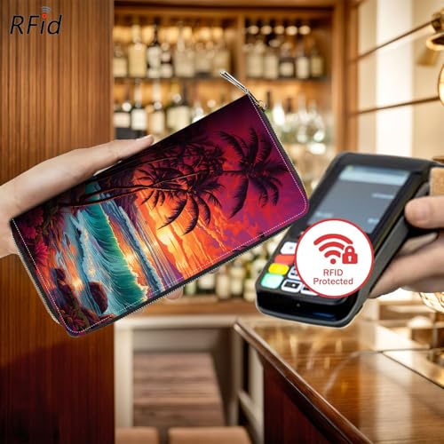 Bxgolkgd Womens Wallet, RFID Blocking Leather Wallet,Large Capacity Wallet Credit Card Holder PU Leather Ladies Clutch with Zipper Coin Pocket3