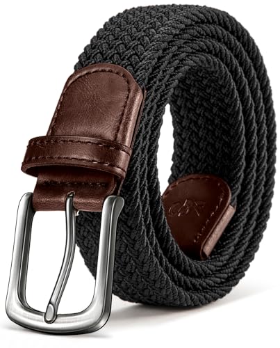 KEMISANT Ceinture Élastique Homme et Femme, Tressée de Golf, Noir, 35mm, 115cm/36-40 Taille Réglable