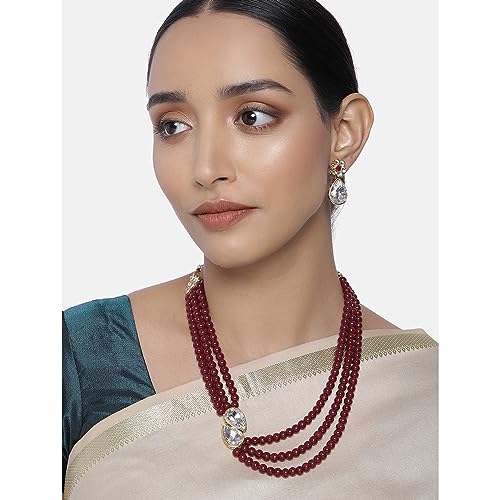 Image of Peora Faux Pearl Crystal Necklace & Jewellery Set Gift for Women