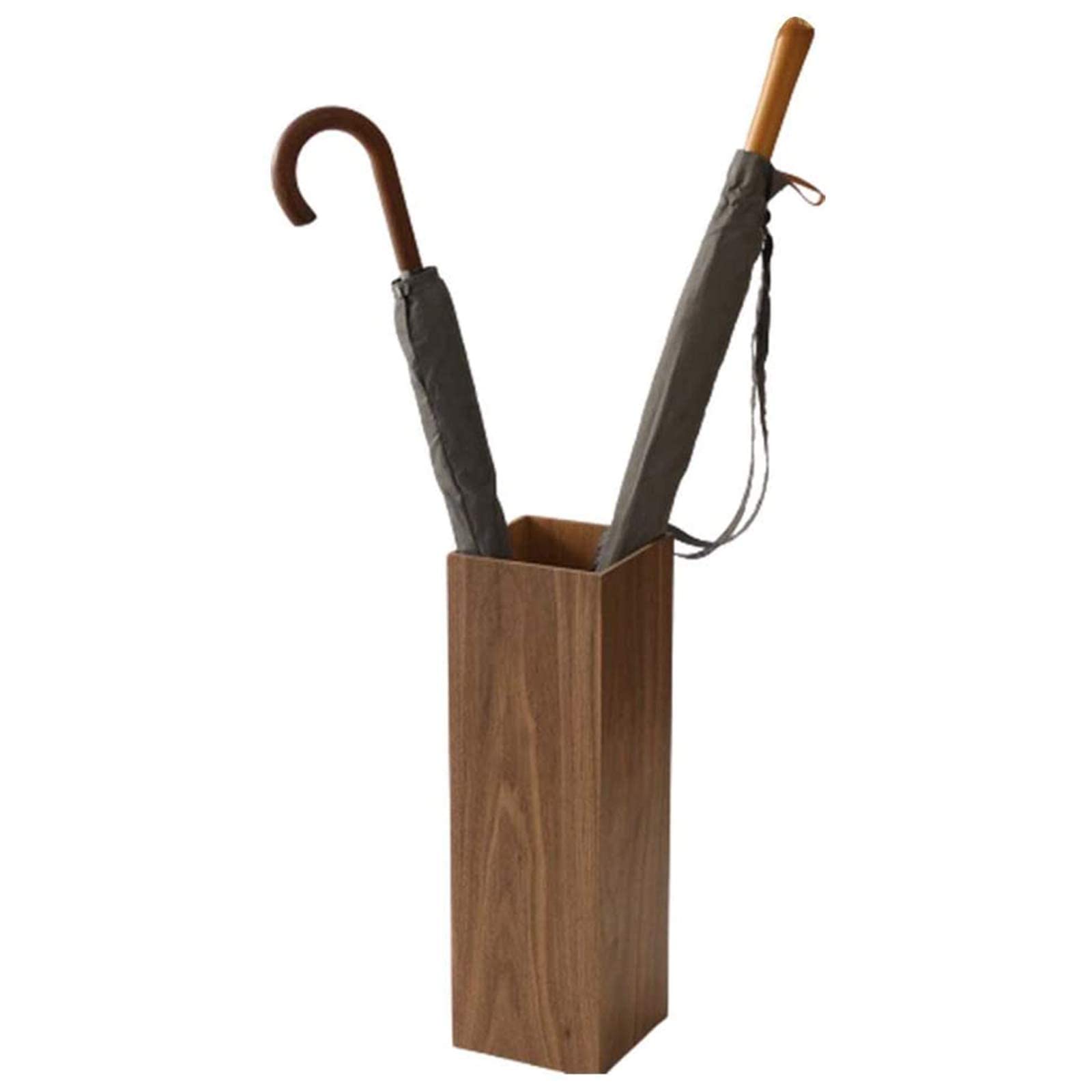 Porte-parapluie intérieur extérieur bois carré avec égouttoir intégré