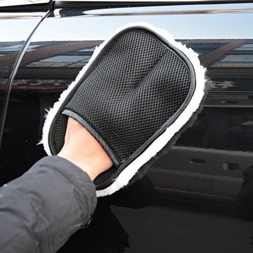 AUNAZZ 洗車 洗車グローブ 楽々ピカピカ 2個セット 自動車用ボディ洗浄用ハンドモップ グローブタイプ ホワイトサイズ:約24cm×約15cm
