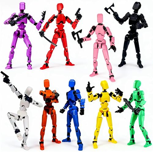 Image of Assembly Completed Titan 13 Action Figures Set,3D Printed Multi-Jointed Movable Nova 13 Robot T-13 Lucky 13 Collectible Figurines Model for Desktop Decor Gift (9Pcs)