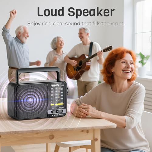 Image of PRUNUS J-25S Portable MW AM SW Radio FM for Home 1800mah Rechargeable Battery Solar Panel Charging New Model Long Antenna DSP Chip Good Reception Tuning Knob USB-C Charge with Handle