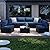 Shintenchi 7 Pieces Outdoor Patio Sectional Sofa Couch, Black Wicker Furniture Conversation Sets with Washable Cushions & Glass Coffee Table for Garden, Poolside, Backyard (Aegean Blue)