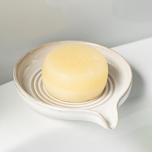 Miniatura 21 de Jaboneras, Jabonera de Ducha de Cerámica con Diseño de Cascada, Portajabón de Barra Autodrenante Ahorrador de Jabón para Ducha, Baño, Fregadero,