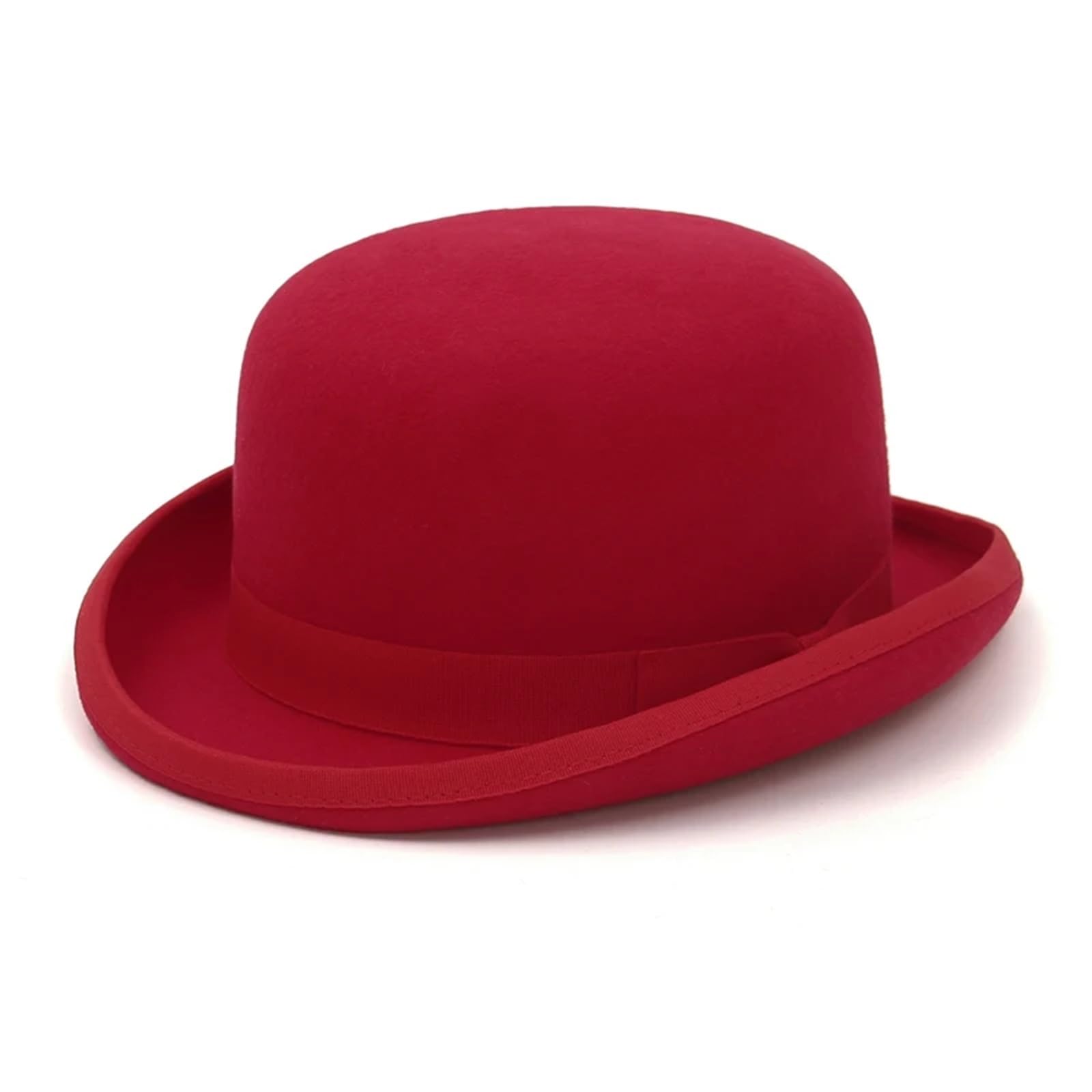Cappello Cilindro Cappello a Cilindro in Feltro di Lana for Uomo Donna Cappello a Bombetta Fedora Formale Cappello da Mago(Red,L(59cm))