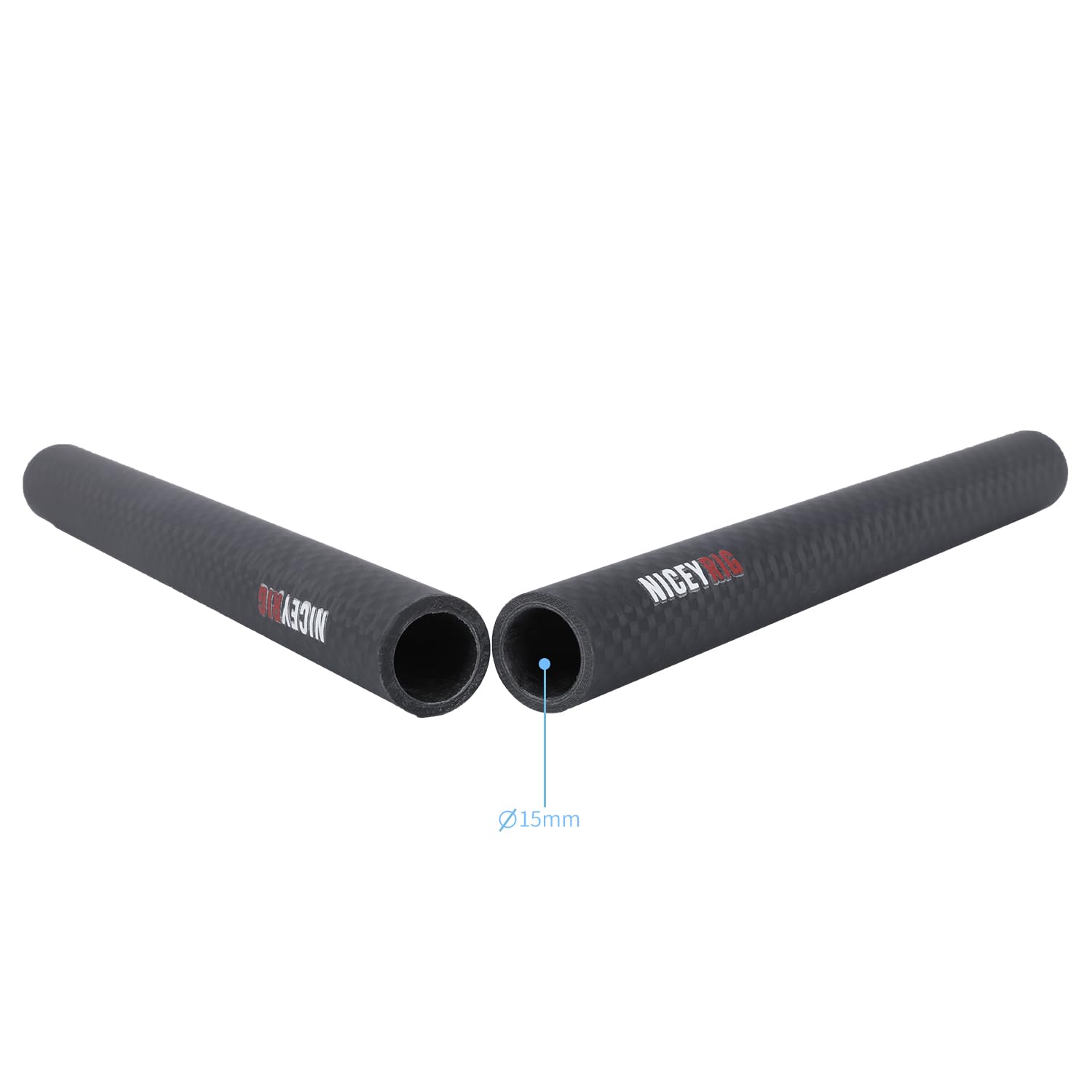 NICEYRIG Pręty z włókna węglowego 15 mm, długość 15 cm, kompatybilne z systemem podparcia szyn prętowych NICEYRIG 15 mm, ramię DSLR, klatka stabilizatora aparatu, matowe pudełko, płyta podstawy (2