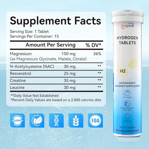 Hydrogen Water Tablets 12ppm with Magnesium - Create High Concentration H2 Drinking for Cellular Vitality & Cognitive Wellness and Powerful Antioxidants Support Brain Health - Image 3