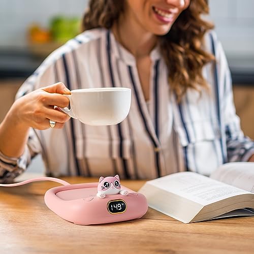 Smart Coffee Mug Beverage Warmer + Cat Mug Set - Image 6