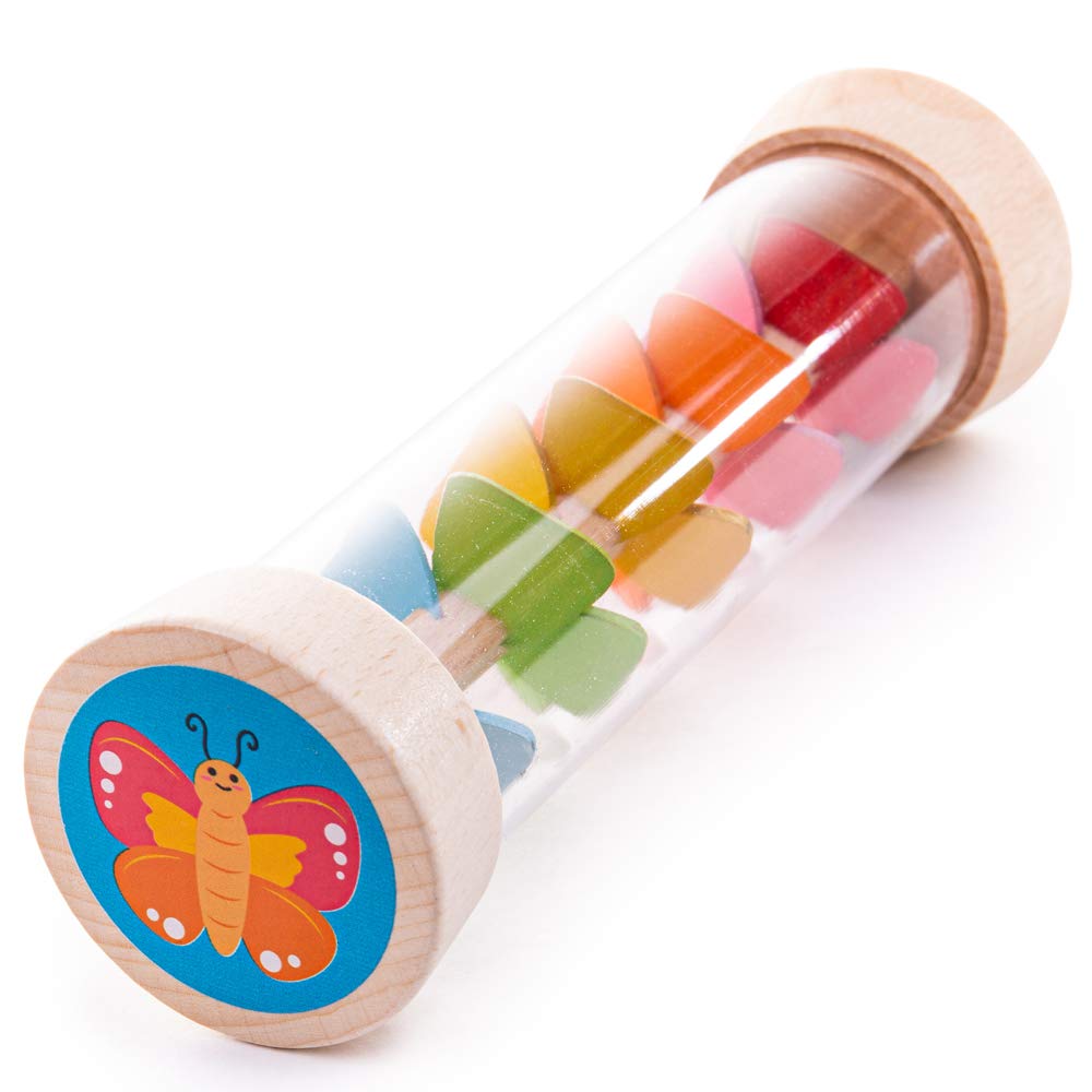 Bigjigs Toys Garden Rainmaker - Wooden Rainbow Rain Maker, Baby & Toddler Musical Instrument, Shakers & Rattles, Kids Music Gifts, Age 0 Months +
