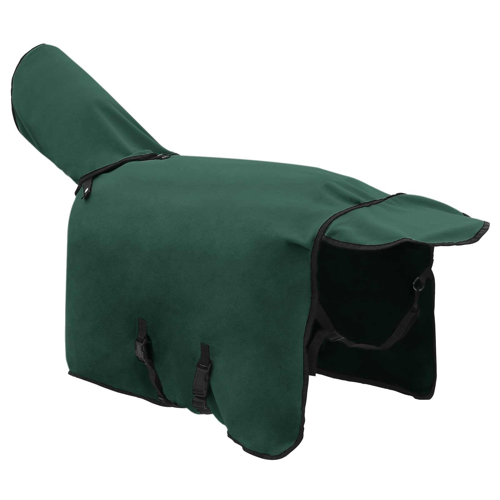 Manta para caballo, 115 cm, poliéster, transpirable, ligera, para entrenamiento, establo y transporte, sin cubierta para el cuello, color verde oscuro