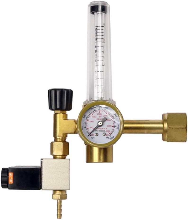 Grow1 Dual CO2 Regulator with Solenoid Valve Flow Meter Tubing and Power Cord Adjustable 0.5 to 15 CFH for Indoor Grow Rooms and Greenhouses