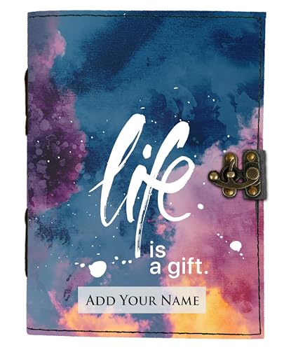 Image of DI-KRAFT Customize Diary with Name with Beautiful UV Prints | Customized Leather Writing Diary Unruled White Paper Journal Personal Notepad Sheets Daily Planner for Gifting (Pattern 6)