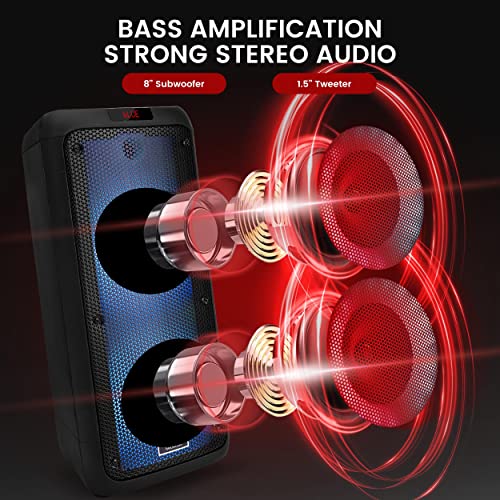Pyle Portable Bluetooth Pa Speaker System - 600W Dual 8” Rechargeable Indoor/Outdoor Bt Speaker-Tws, Party Lights, Led Display, Fm/Aux/Mp3/Usb/Sd, ¼ In, Wheels-Wireless Mic, Remote Control Pdj28Wm #TOP1