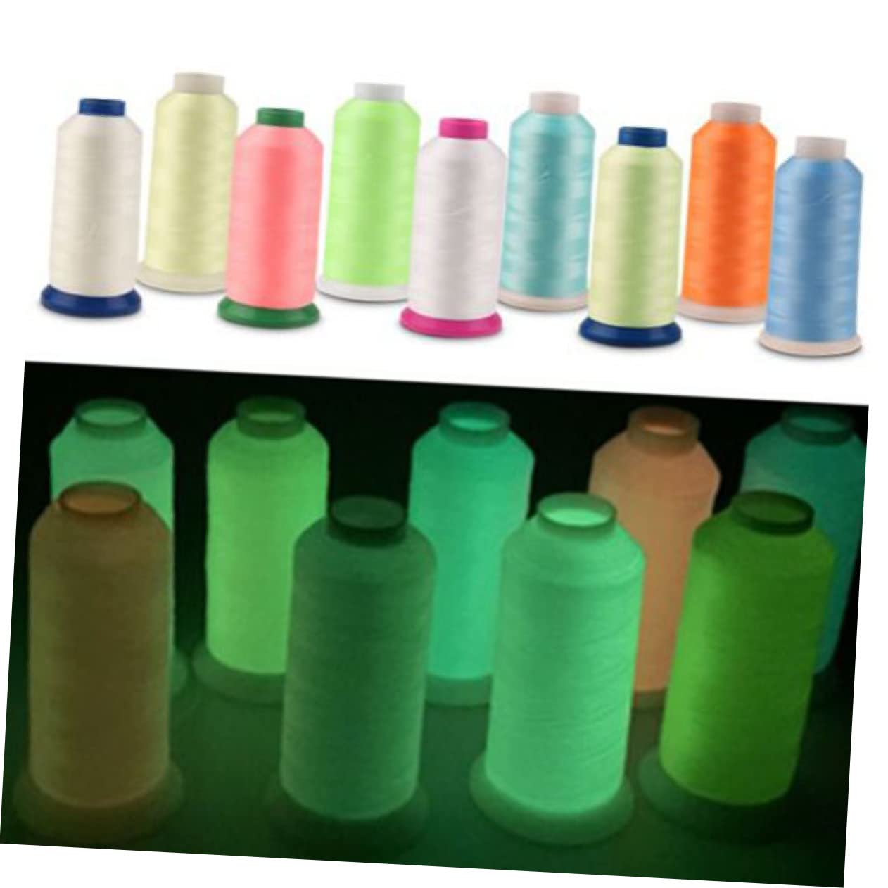 SHINEOFI 2piezas Hilo De Bordar Luminous Glow in The Dark Yards Hilo De Coser Verde Para Bordado y Manualidades Para Proyectos Creativos y Decorativos
