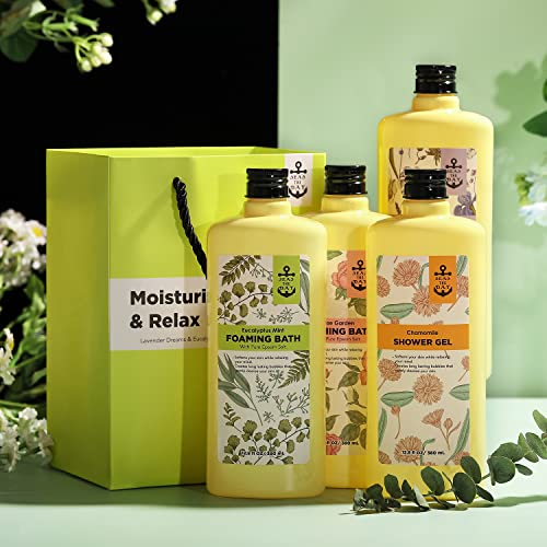 Bubble-Bath-Foaming-Bath-with-Pure-Epsom-Salt-RoseLavenderChamomileEucalyplus-Mint-Scent-4-Pack-Bath-Gift-Box-Spa-Set-Relaxing-for-Women-Bath-Set-Gifts-for-Mom-Gifts-for-Her-4-Pack-512-fl-oz