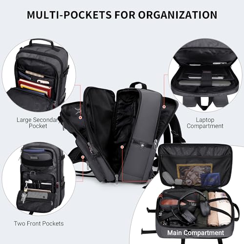 Image of WITZMAN Carry On Travel Backpack for Men Large Convertible 45L Luggage Backpack fit 17 Inch Laptop Airline Approved(B688 Silvery Grey)