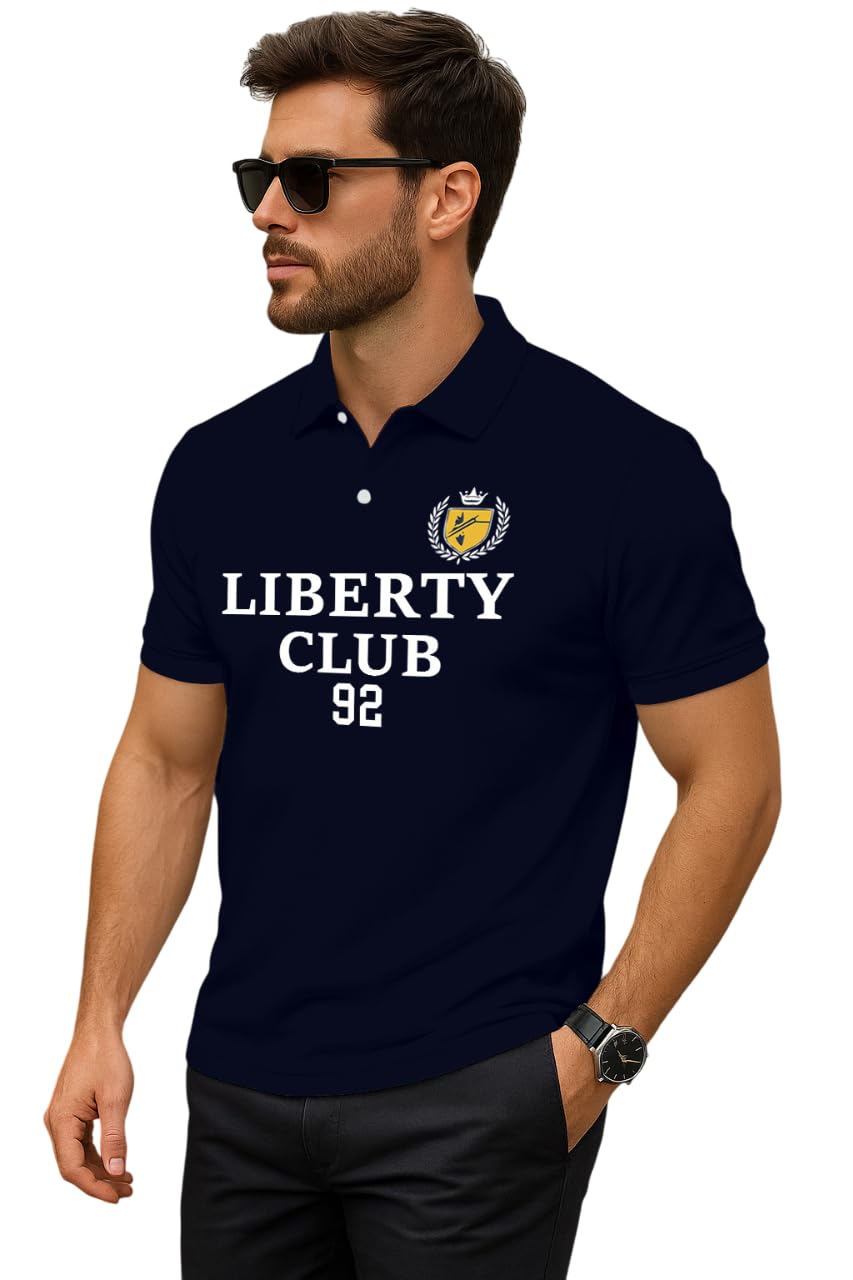 dagcros Liberty Club 92 Men's Polo T-Shirt, Classic Regular Fit, Half Sleeve, Black-picture-12