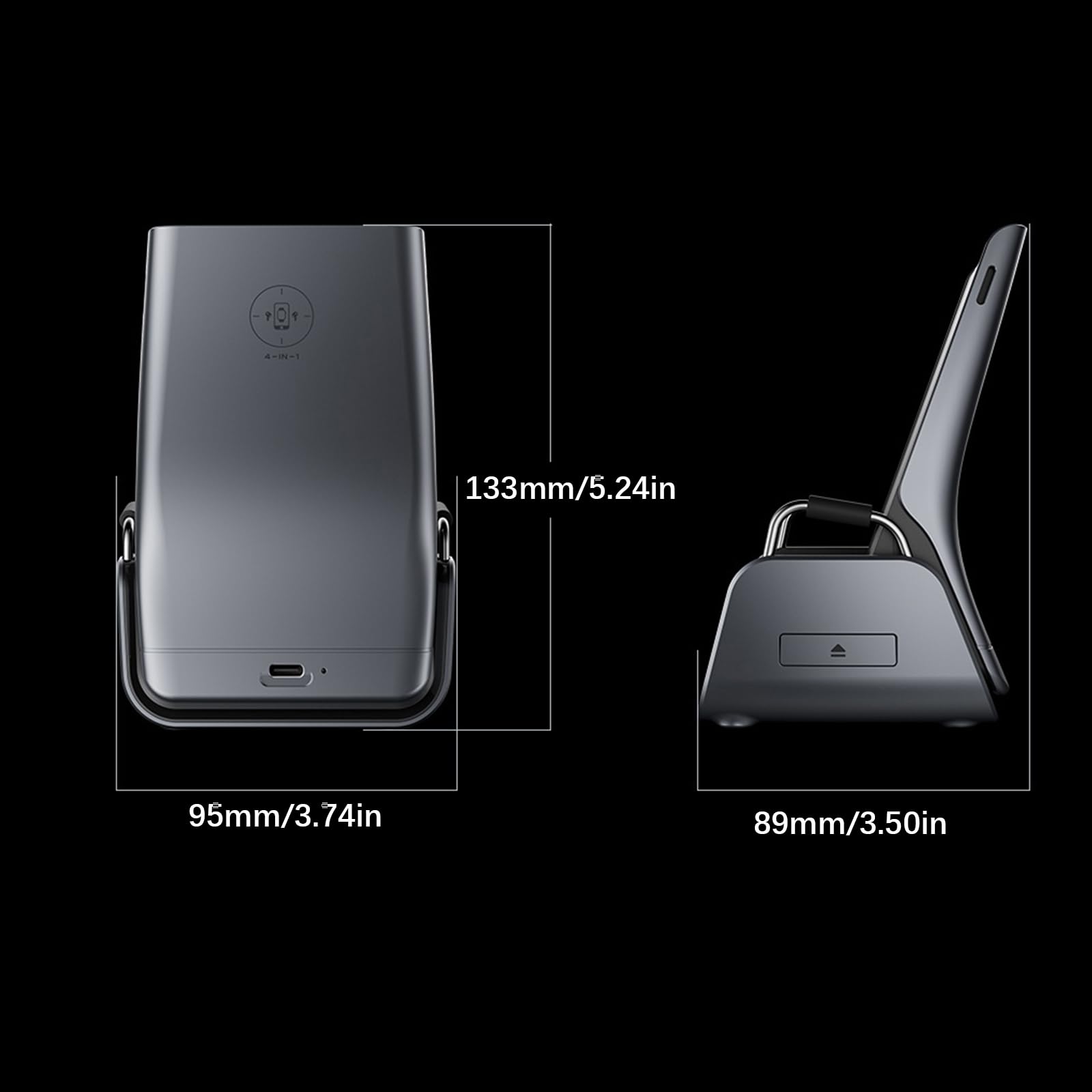 Supporto Ricarica induttivo per Telefono, Auricolari e Smartwatch, Stazione Alimentazione da Tavolo da 15 W con Orologio Digitale e Supporto per la Visualizzazione Orizzontale Dock Ricarica